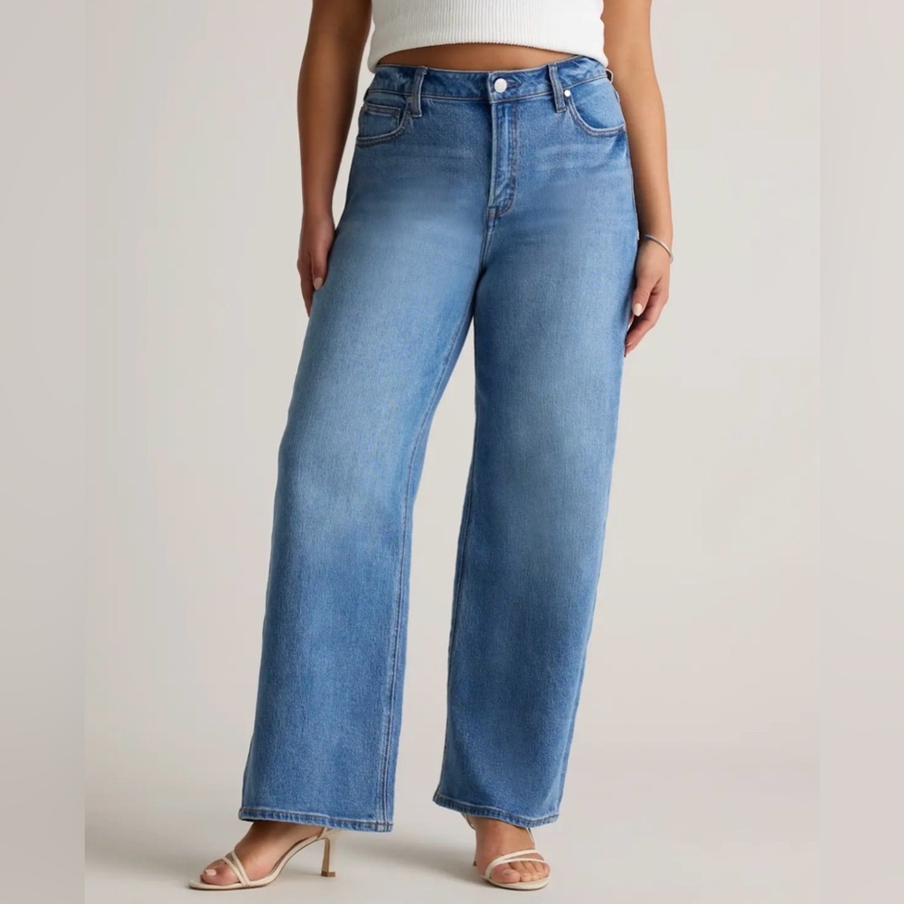 Quince Bella Stretch Relaxed Straight Jeans - 28” - Atlantic Blue